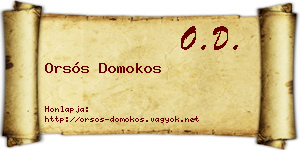 Orsós Domokos névjegykártya