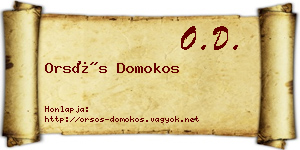 Orsós Domokos névjegykártya